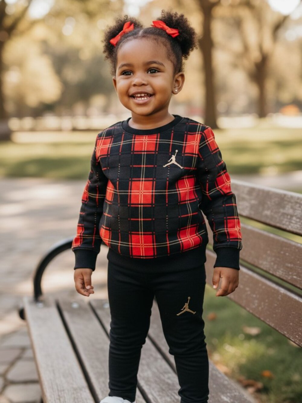 Jordan Girls 2PC Plaid Sweatshirt & Legging Set